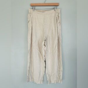Madewell Pull On High Rise Straight Crop Linen Pants Natural Beige Size 10